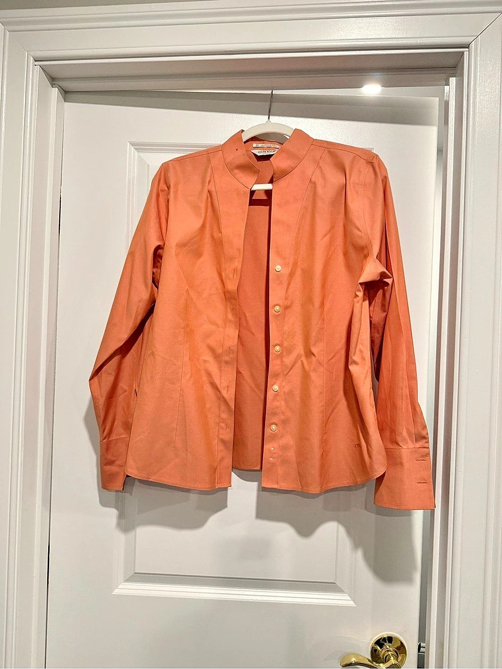 Orvis Cotton Button Down Shirt Coral Womens